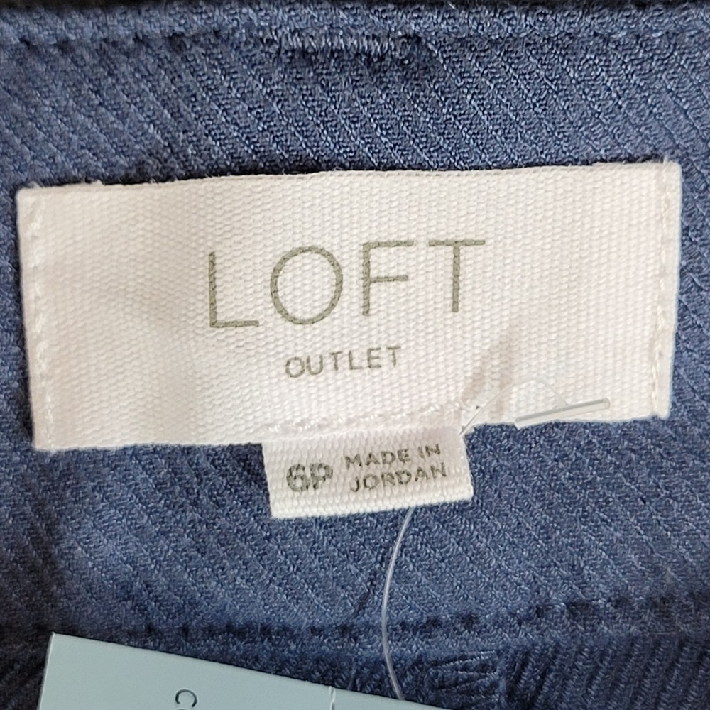 Loft Outlet Slate Blue High Rise Wide Leg Petite Cuffed Trousers Pants 6P NEW - Picture 3 of 9